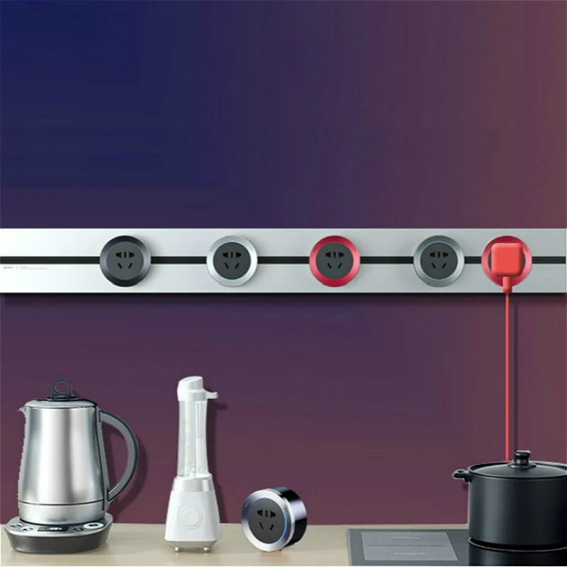 Ubik multifunctional surface mounted track socket guide rail row plug kitchen special rotary movable wireless hole free