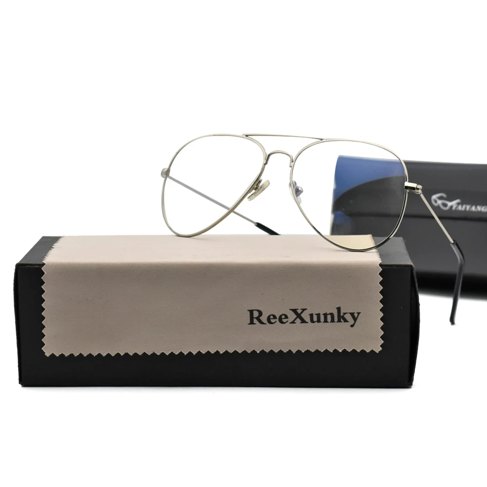 Fashion 2023 Blue Light Glasses Women Pilot Frame Anti Eye Eyestrain Goggles Transparent Eyewear Men Computer Glasses With Case
