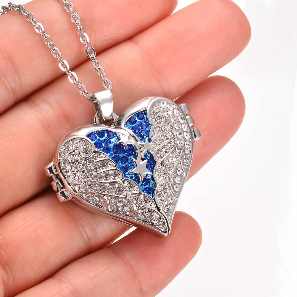 Shining Crystal Heart Urn Pendant Necklace A Piece of Heart Lives in Heaven Keepsake Memorial Cremation Ash Jewelry Dropshipping