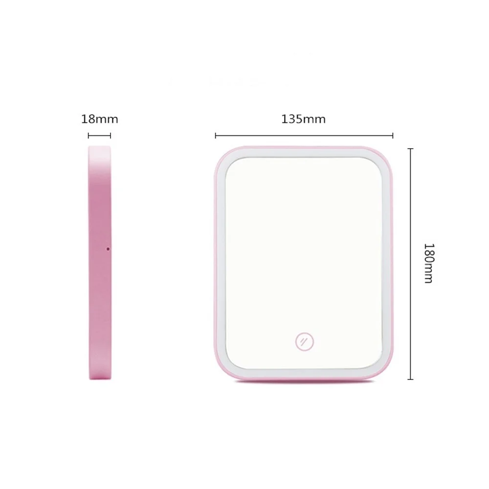 L-ED USB Backlit Layar Cermin Rias Klik Braket Meja Portabel Cermin Rias Drop Pengiriman
