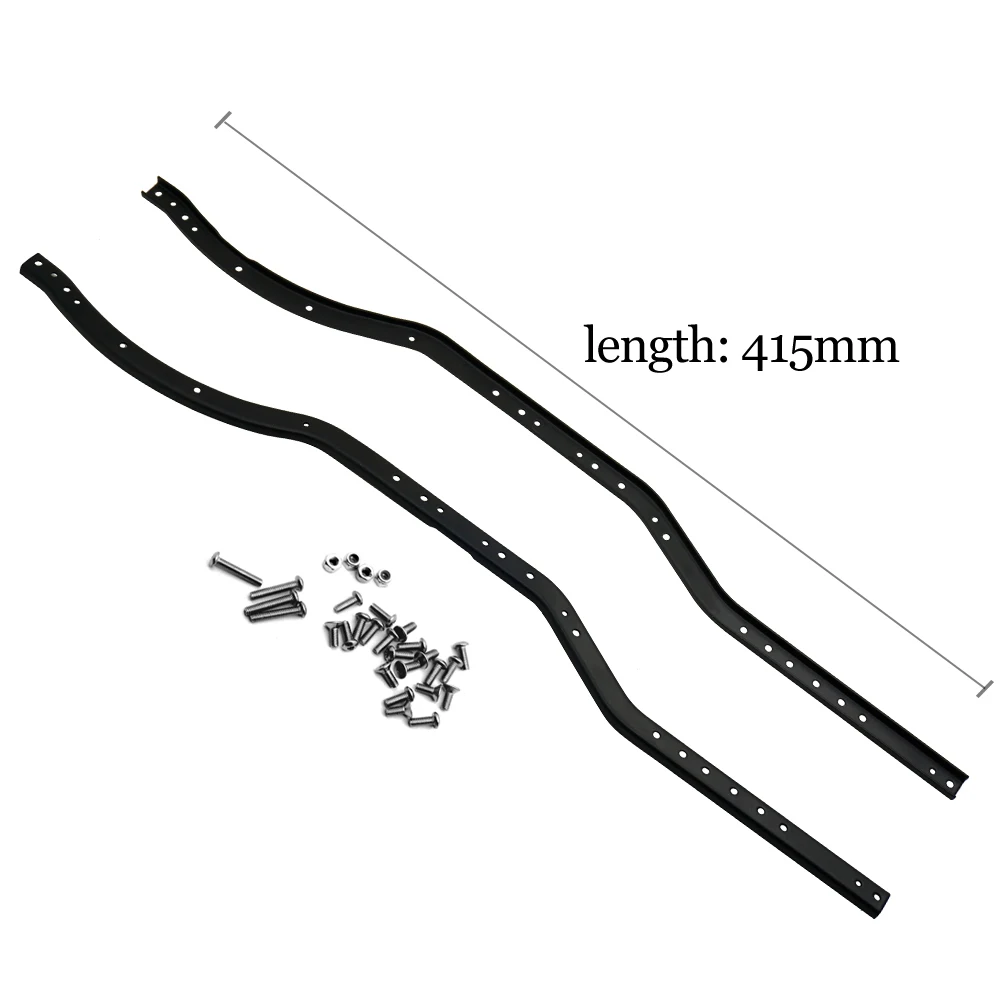 YEAHRUN Black Stainless Steel Chassis Frame Rails for Axial SCX10 II AX90046 1/10 RC Crawler Car Upgrade Parts