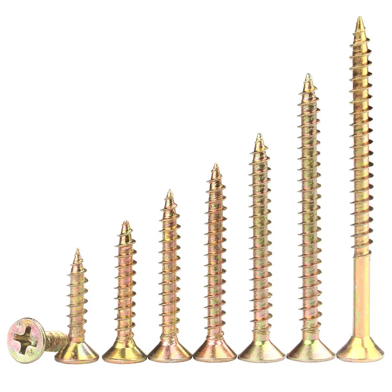 M3.5 M4 Galvanized Phillips Cross Flat Head Self Tapping Screw Countersunk Head Wood Screws Color Zinc Plated