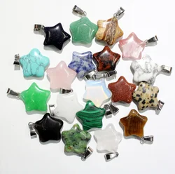 Wholesale 12pcs Good Quality Mixed Color Natural Stone Star Charm Pendant for Jewelry Making Bracelets Earring Pendants Charms