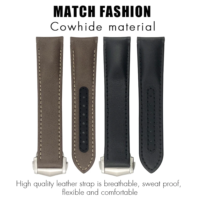 Genuine Leather Watchband 19mm 20mm 21mm Fit for Omega Seamaster 300 Speedmaster AT150 Planet Ocean Smooth Cowhide Watch Strap