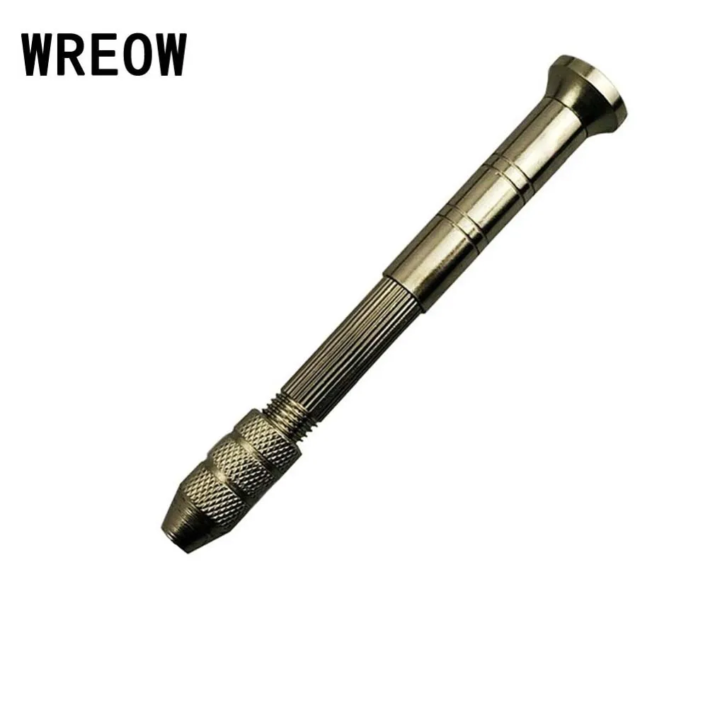 WREOW Micro Aluminum Hand Drill Drilling Chuck Twist Drill Bit Repair Hand Tool Woodworking Manual Drilling Hole Rotary Tools