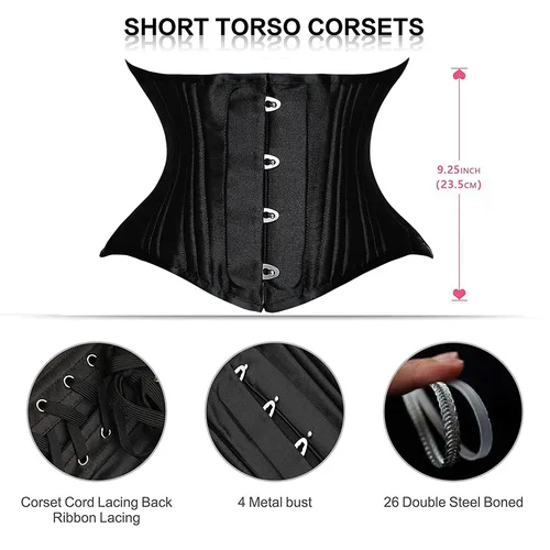 Imagen 2 del producto Corsé corto para Torso, corsé gótico debajo del busto, envoltura adelgazante para el vientre, entrenador de cintura de reloj de arena, ropa moldeadora de cuerpo, correa de modelado para mujer