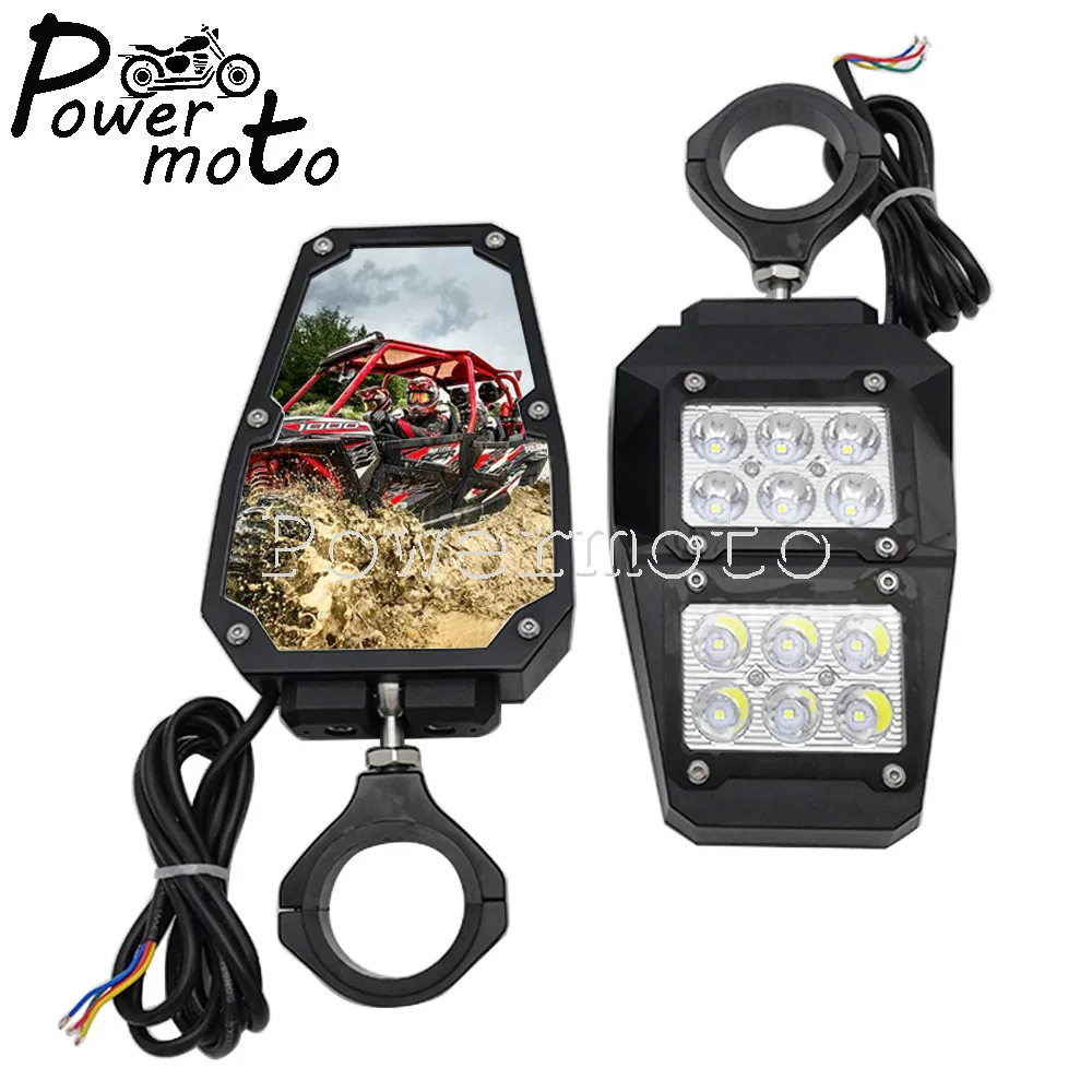 Moto 1.75 "UTV/ATV Posteriore Vista Laterale Specchi Per Polaris RZR 1000 XP S Yamaha Honda Con LED luce del punto del Lato Specchi Luce