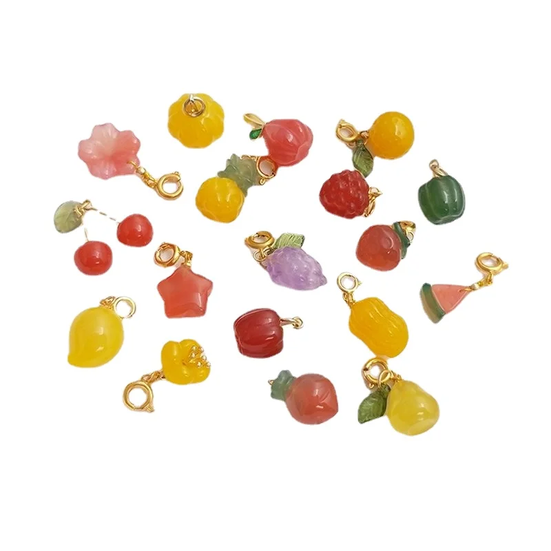 1 قطعة شكل الفاكهة حجر قلادة قلادة العقيق الطبيعي أقراط Charms لصنع المجوهرات Stone بها بنفسك حجر اكسسوارات مصمم Charms