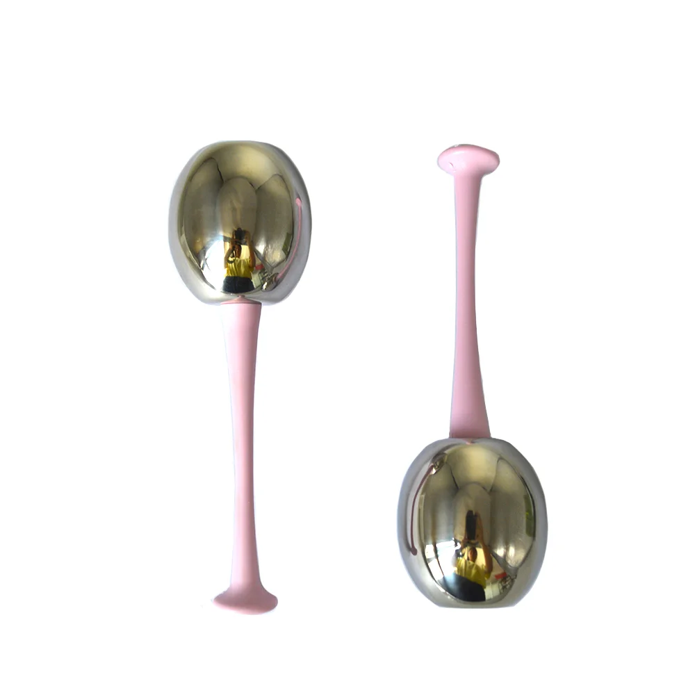 Stainless Steel Ice Roller for Face with Smooth Pink Handle Massager for Face Beauty Devices