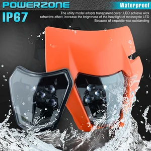 PowerZone-دراجة نارية مصباح LED ، مصباح أمامي ، مصباح أمامي ، سوبرموتو هدية ، KTM ، EXC ، SXF ، MX ، دراجة ترابية ، إندورو أعلى 6 مبيعات KTM LED Grimace - رقم 1