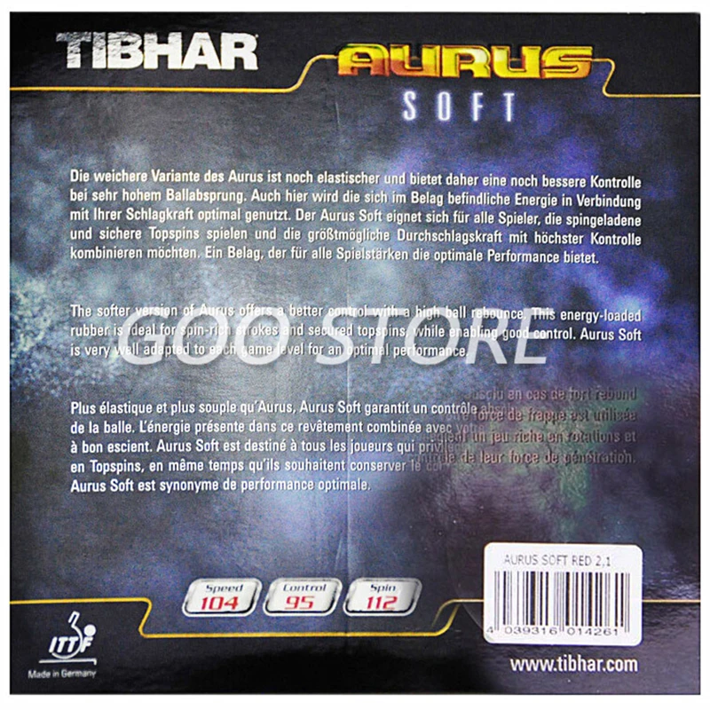 TIBHAR AURUS / AURUS SOUND / SOFT Original TIBHAR Tischtennis-Gummi-Ping-Pong-Schwamm – Detail 11