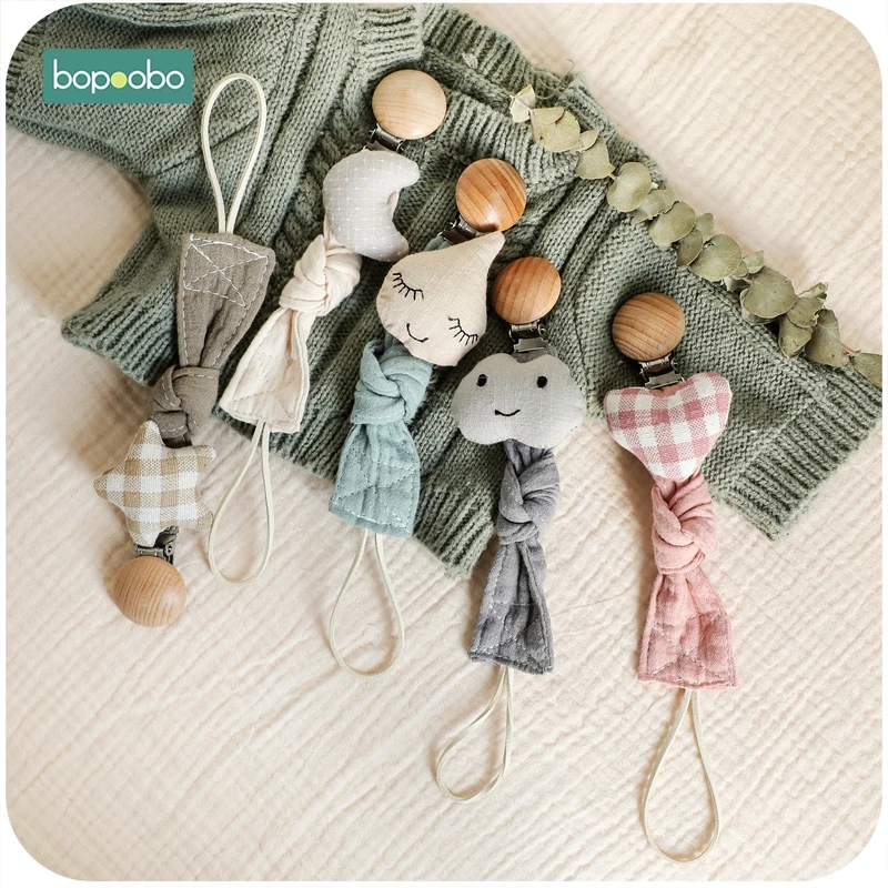 Bopoobo 1pc Baby Dummy Pacifier Chain Clip Cotton Cloth Plush Animal Toys Soother Nipples Holder Newborn Toy Feeding Accessories