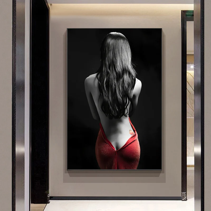 

Modern Nude Artistic Sexy Woman Red Skirt Canvas Paintings Posters Prints Wall Art Picture For Living Room Decor Home Decoration