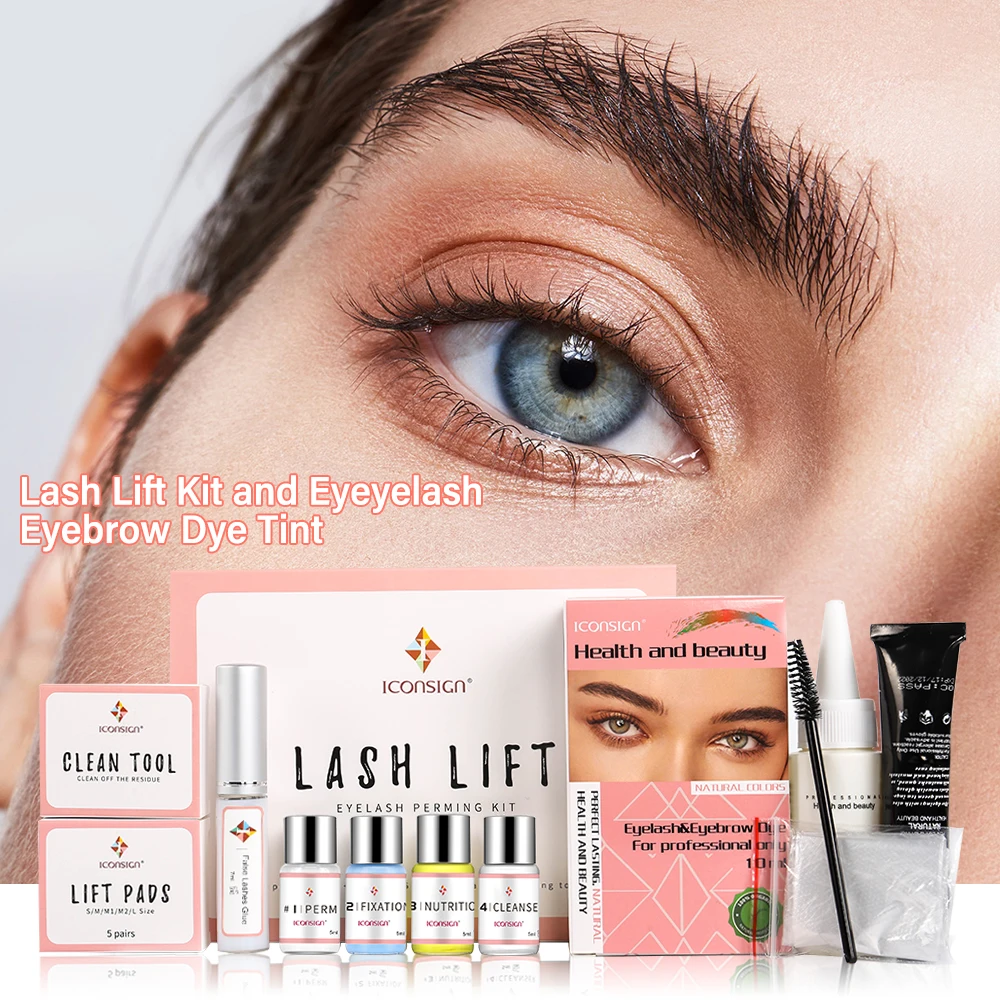 ICONSIGN Lash Lift Kit and Lash Brow Dye Tint Kit Sell Together Lifting Eyelash Lash Perm Brow Tint Eye Makeup Tool Dropshipping
