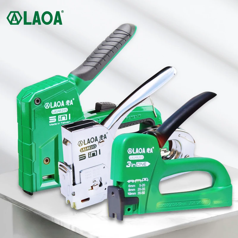 LAOA 5 IN 1 Heavy Duty Staple Gun for DIY Home Decoration Furniture Stapler Rivet Tool Manual Nail Gun with 2000 Staples Nailer