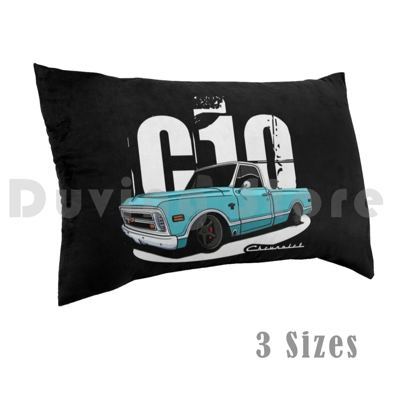 C10 Orange Pickup Truck Custom BluePillow case Automobile Truck Chevy Car Cars Classic