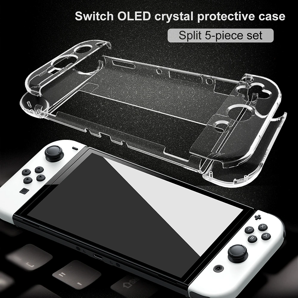 Kit de accesorios de juego Oled para Nintendo Switch, estuche de transporte de almacenamiento anticaída, película suave nanómetro templado Oled