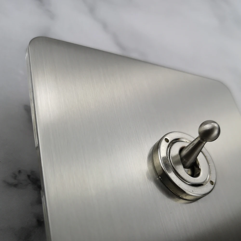 Wallpad Silver Satin Chrome 1 Gang Toggle Switch Electric Light Switch Brushed Stainless Steel Panel