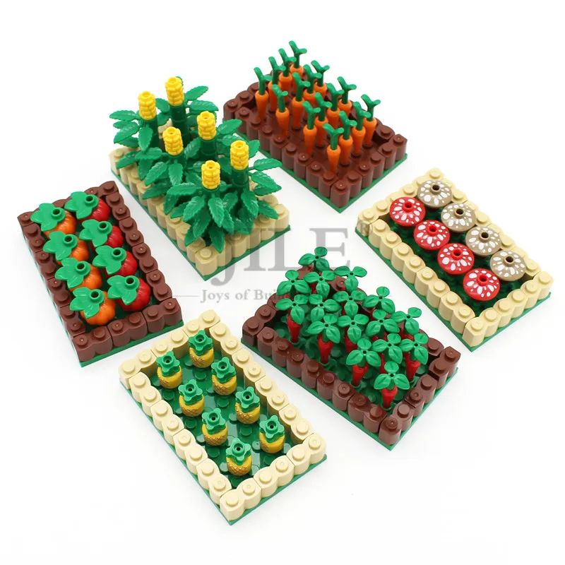 MOC Farm Crop Plant Pumpkin Radish Pineapple Mushroom Maize City Street View Building Blocks Bricks Compatible with Assembles