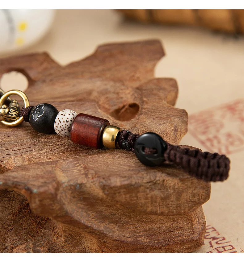 Brass Gourmet Bell Keychain Facebook Golden Toad Dragon Head Key Chain Pure Copper Keychain Bell Braided Rope Pendant DIY Pet