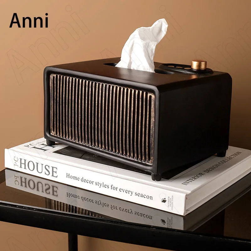 

Creativity Speaker Resin Tissue Boxes Nordic Vintage Coffee Table Desktop Pumping Paper Storage Box Home Living Room Decoration