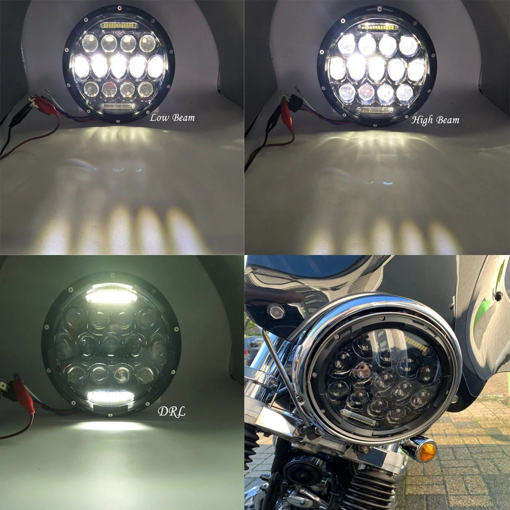 7Inch Round LED Motorcycle Headlight 40W 60W Hi/Low Beam White for Touring Ultra Classic Kawasaki Vulcan VN 500 750 800 900 1600