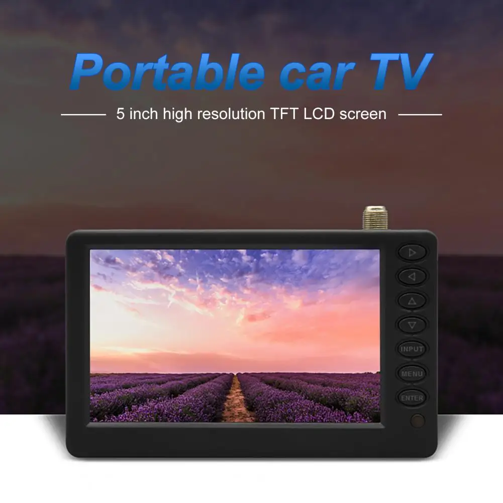 Long standby Time Rechargeable 5 Inch HD-compatible Portable Analog TV for Car