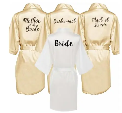 Wedding Bride Bridesmaid Robes for Women Bridal Party Gifts Team Dress Gown Silk Satin Sleepwear Kimono Sexy Summer Bathrobe