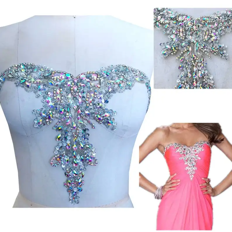 

Sew On Applique, Designer body jewelry Rhinestone Applique, Bridal Applique, Evening engagement,Prom Price: