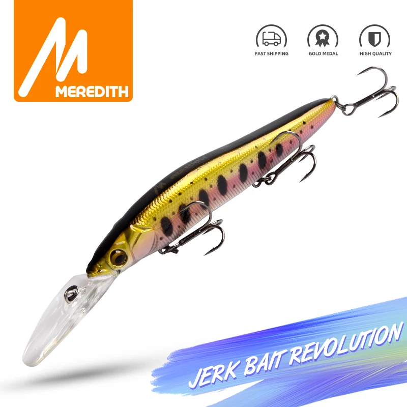 MEREDITH 110mm 15.8g Fishing Lures Artificial Hard Bait Depth 0-3m Slow Floating Bass Pike Bait Minnow Wobbler Tackle