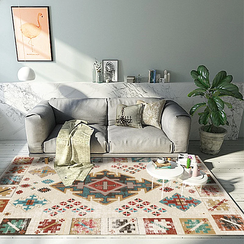 Moroccan Rug Living Room Persian Bedroom Floor Mat Home Decoration Sofa Coffee Table Floor Mat Study Room Retro Rug