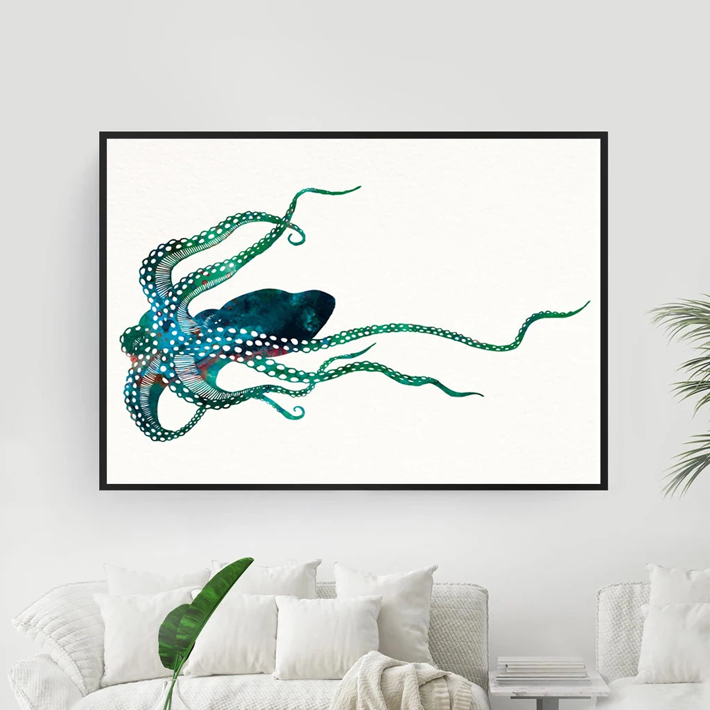 

Watercolor Octopus Poster Prints Colorful Sea Animal Canvas Painting Pictures Modern Living Room Children's Room Wall Art Decor