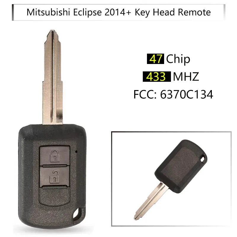 

CN011031 2Buttons Remote Key 433MHz For Mitsubishi Eclipse 2014+ Key Head Remote J166E HITAG3 PCF7961XXT MIT11R 6370C134