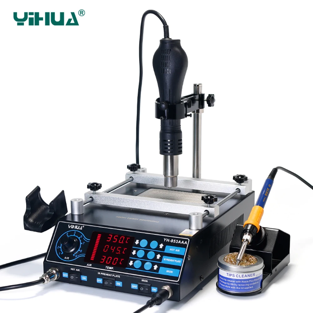 YIHUA 853AAA 1200W Preheating Station PCB Preheater Soldering Station BGA Rework Station Soldering Iron Heat Gun Welding Station