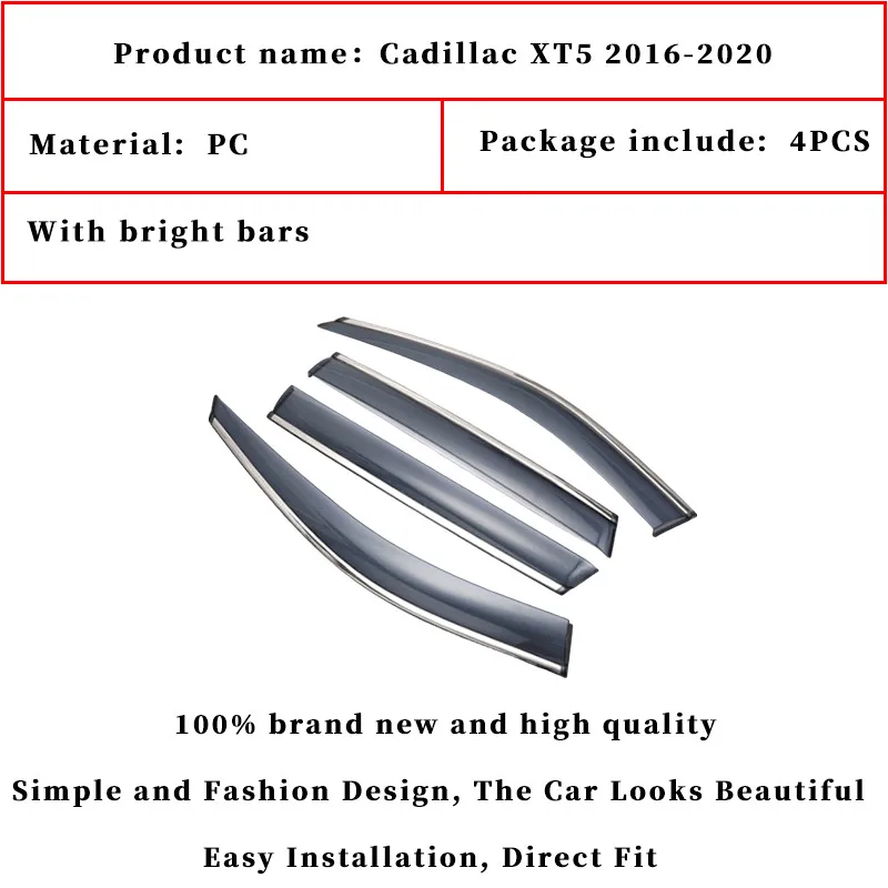 Janela chuva escudo defletores da janela lateral para cadillac xt5 2016-2020 viseira da janela carro protetor de vento sol viseiras de chuva acessórios