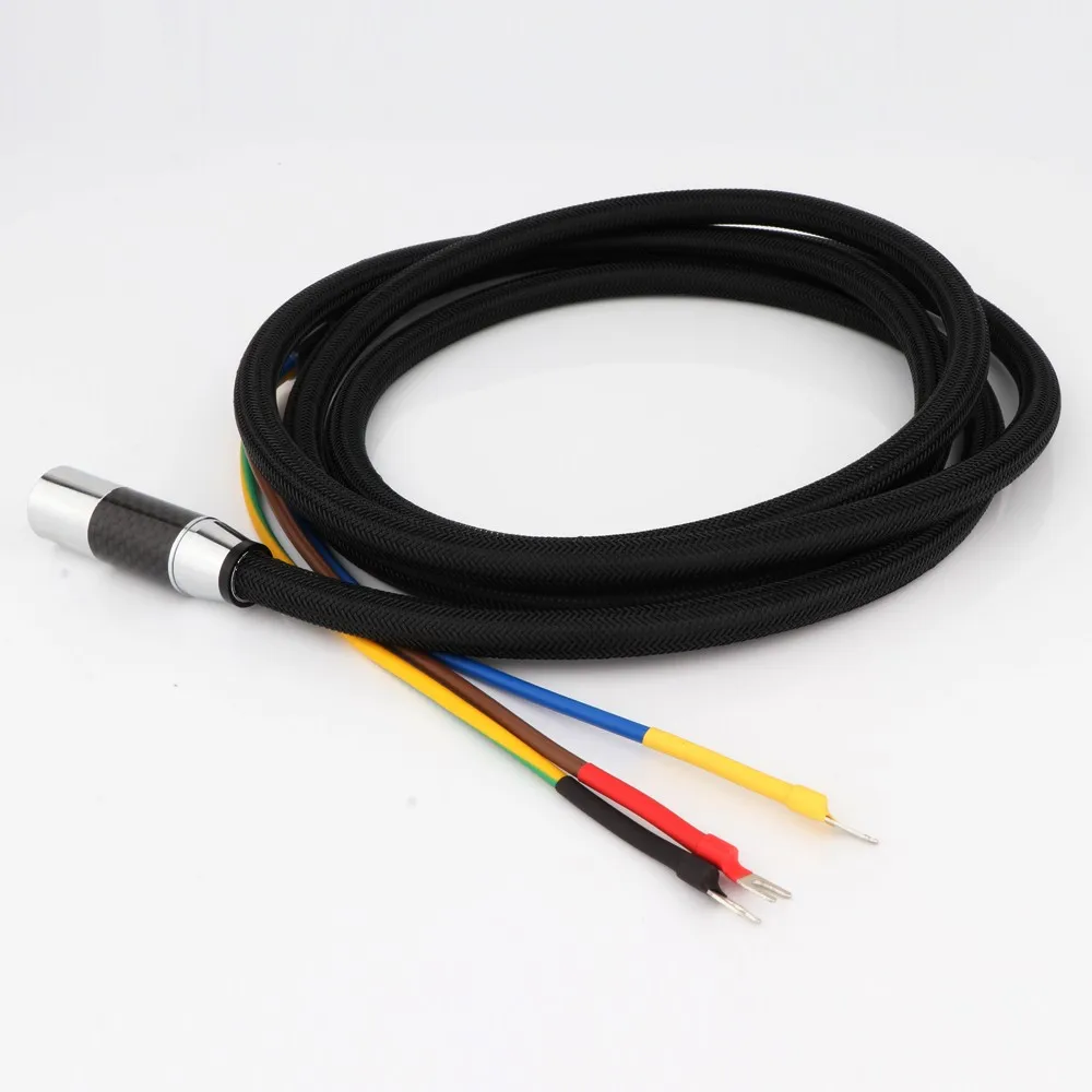 Preffair OFC cobre 3 cables subaltavoz Cable fibra de carbono 3PIN macho XLR a cable secundario de extremo de pala