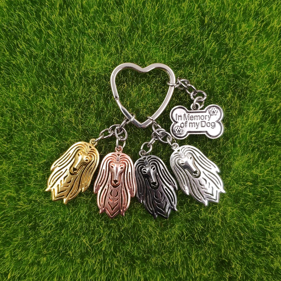 New Fashion Afghan Hound Dog Animal Cute Gold Silver Plated Keychain For Bag Car Women Men Love Christmas Day  K190