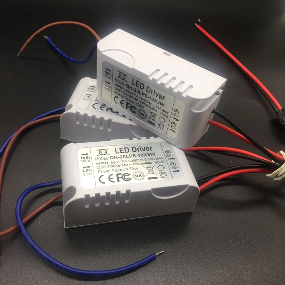 

5 шт. изоляция 20 Вт AC85-277V светодиодный драйвер 6-10x3 Вт 600 мА DC18-34 В светодиодный источник питания постоянный ток потолочный светильник