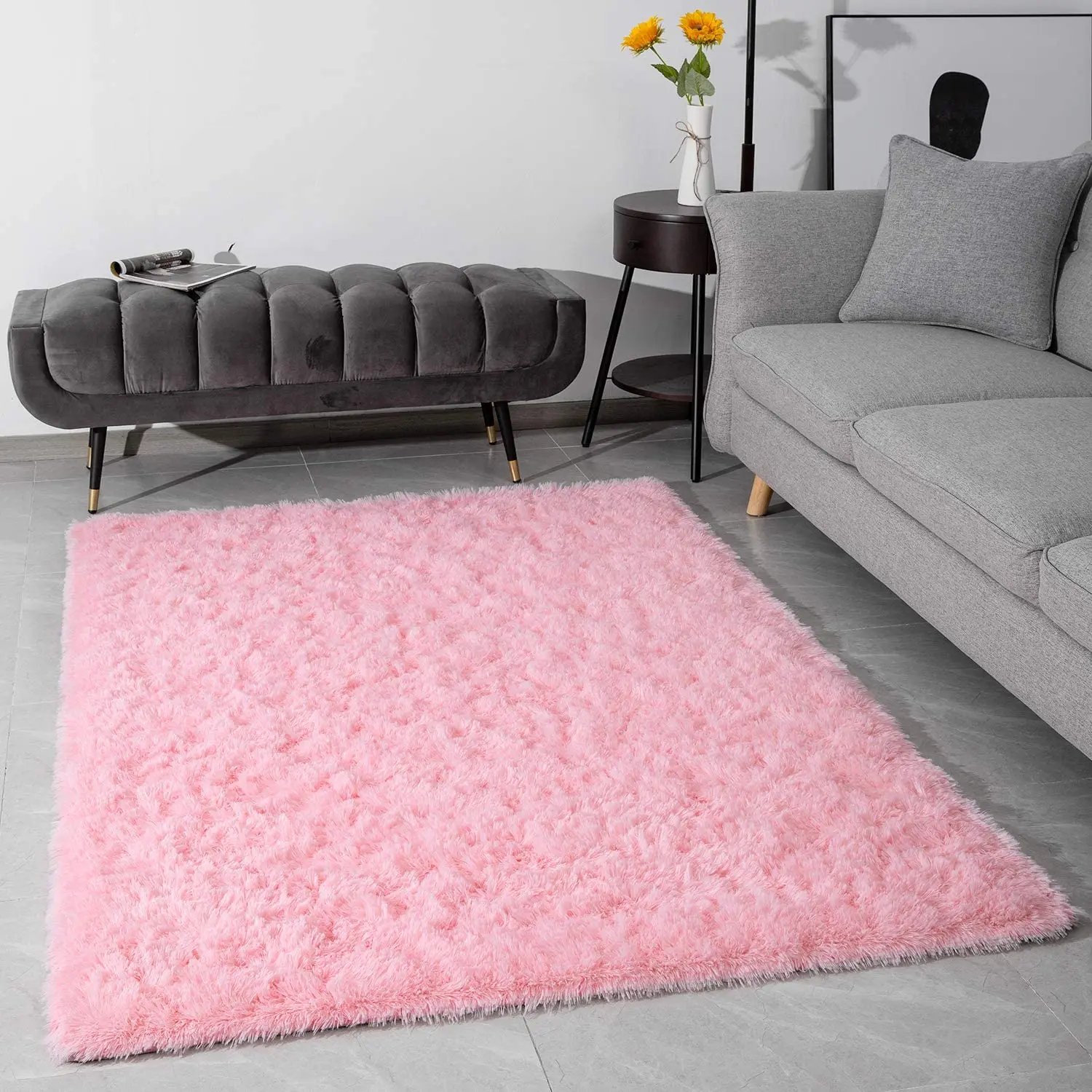 Modern Fluffy Large Area Rugs  Soft Shaggy Plush Long Fur Rug Fuzzy Floor Carpet Living Room Carpet Nursery Indoor Decor Carpet