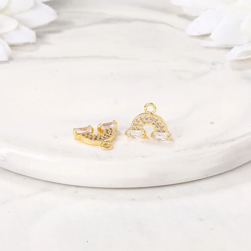 Pendentifs en laiton et Zircon arc-en-ciel, couleur or, boucle d'oreille, accessoires de bijoux, Diy, vente en gros