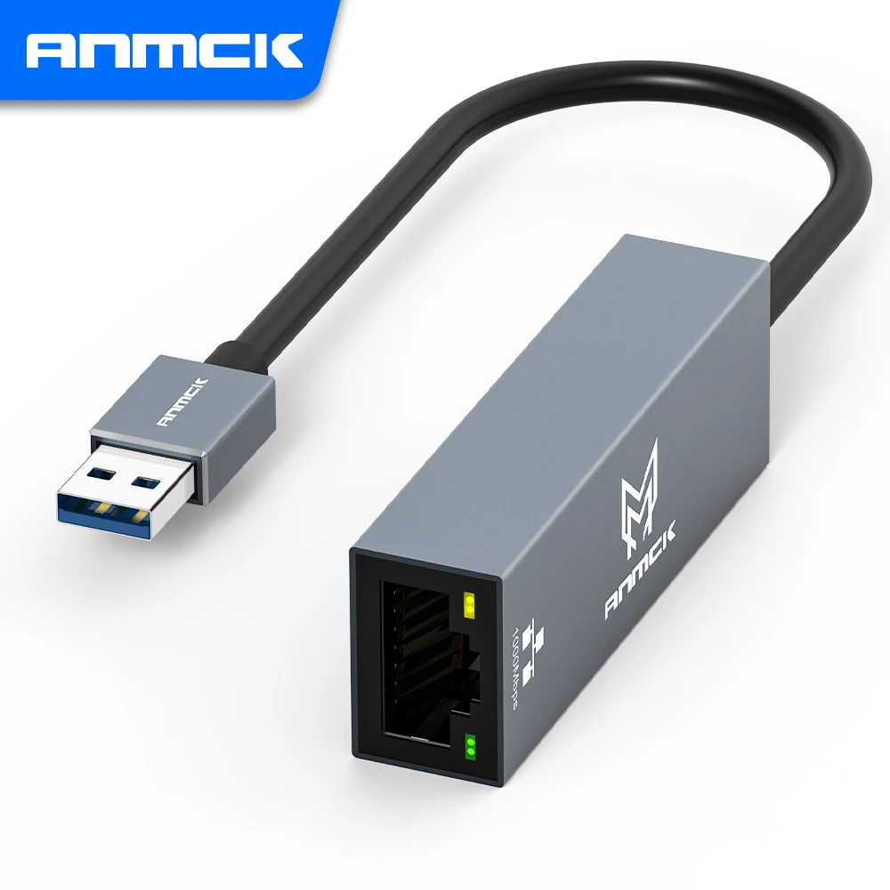 Anmck USB C Ethernet Network Adapter USB to RJ45 USB Ethernet Adapter For Laptops Macbook Pro/Air USB Ethernet Network Card