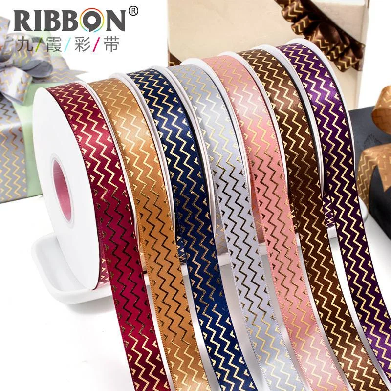 

2cm wave pattern gilded ribbon gift flowers ribbon cake box ribbon encryption thickened Ribbon Ribbon 50yard