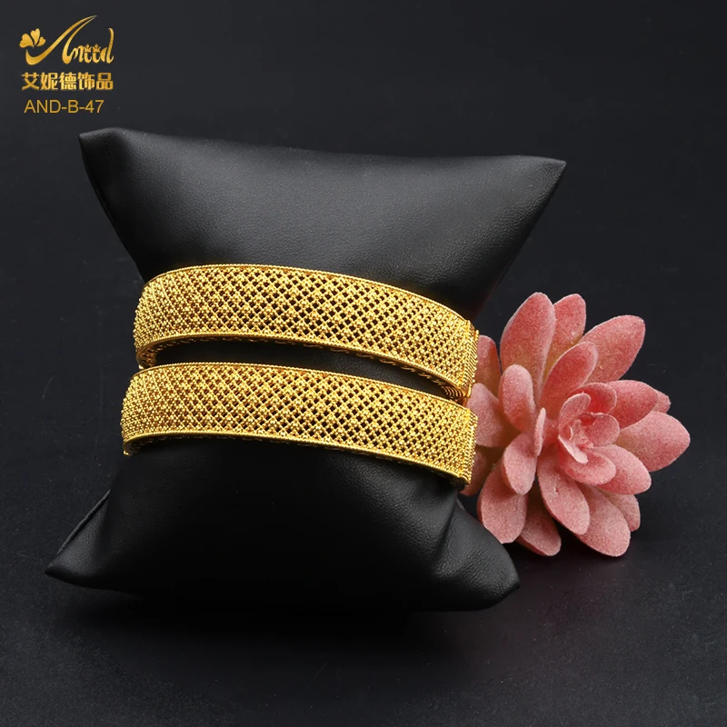 ANIID Dubai Gold Color Bangles For Women Indian Jewelry Bangle Wedding Egyptian African Jewelries Wholesale Designer Bracelets