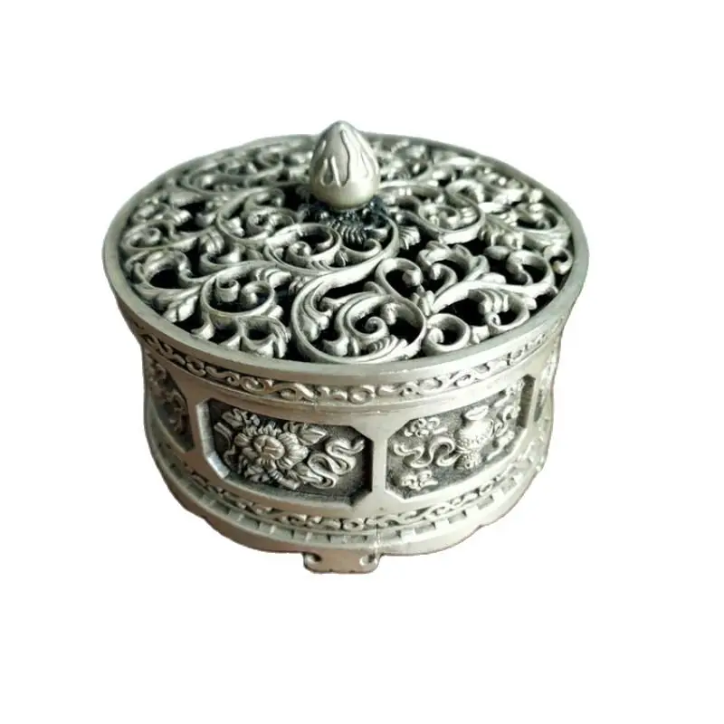 

Cupronickel Feng Shui Eight Treasures Incense Burner,exquisite Handicraft Decorations Hollow Out Carved Relief Dharma Vajra