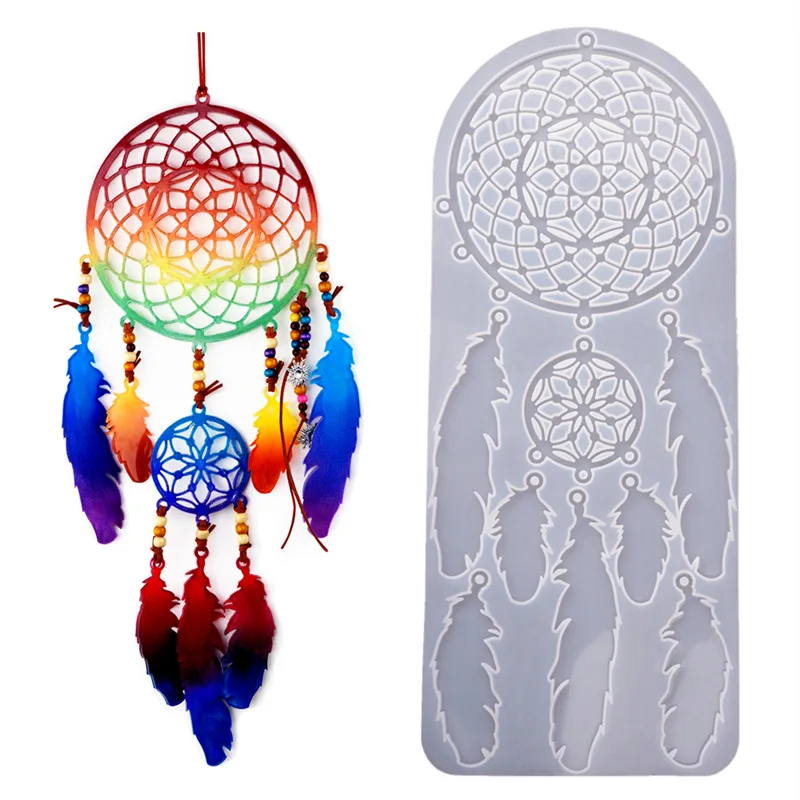 Dream Catcher Wall Decoration Mirror Silicone Mold Epoxy Resin Crystal mold for DIY Craft Handmade Dreamcatcher Mould