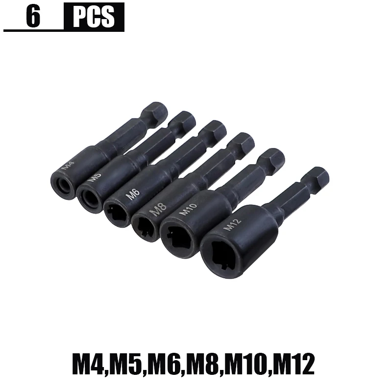 6pcs Tap Die Socket Adapter 1/4 ''Hex Shank Machine Schroef Metrische Plug Threading Tool voor Elektrische Boor M4 M5 M6 M8 M10 M12