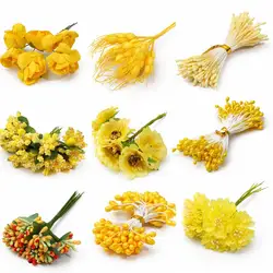 6/10/12/50/60/70/90/144/288pcs Beautiful Yellow Flower Cherry Stamen Berries Bundle DIY Christmas Wedding Gift Box Wreaths Decor