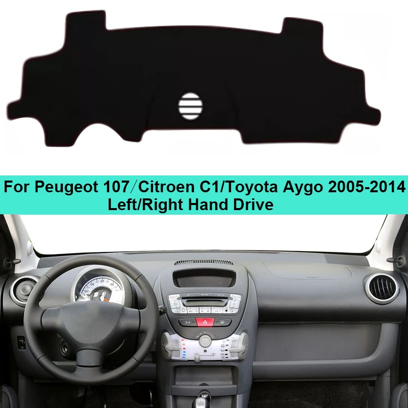 Cubierta de salpicadero interior de coche, Alfombra de salpicadero, capa de cojín para Peugeot 107, Citroen C1, Toyota Aygo 2005-2014, LHD, RHD,