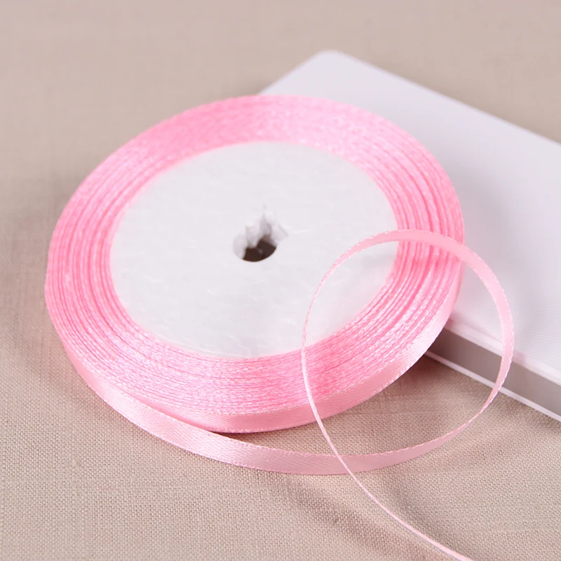 6mm Seidensatinbänder Länge 25 Yards/Rolle Weihnachtsfeier Hochzeitsdekoration Bänder DIY Mädchen Haarschleifen Accessoires – Detail 6
