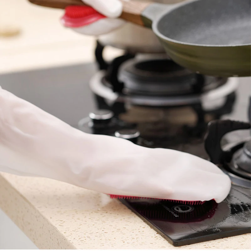 1 pair xiaomi dishwashing gloves durable Multifunctional household kitchen washing scouring pad gloves Silicone anti-scalding